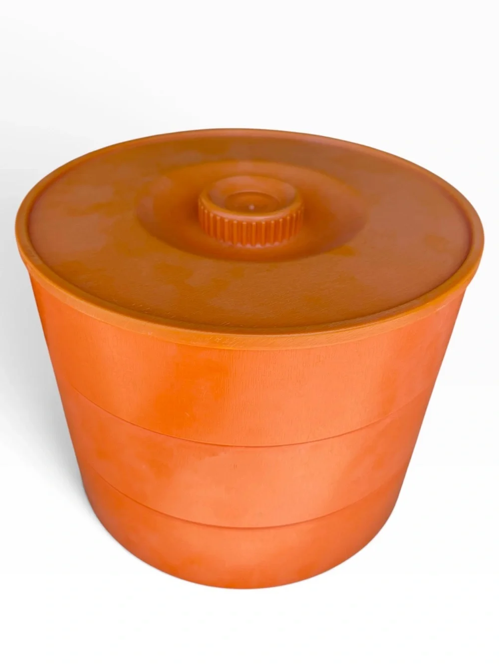 Vintage Orange Stackable Plastic Storage Container with Lid